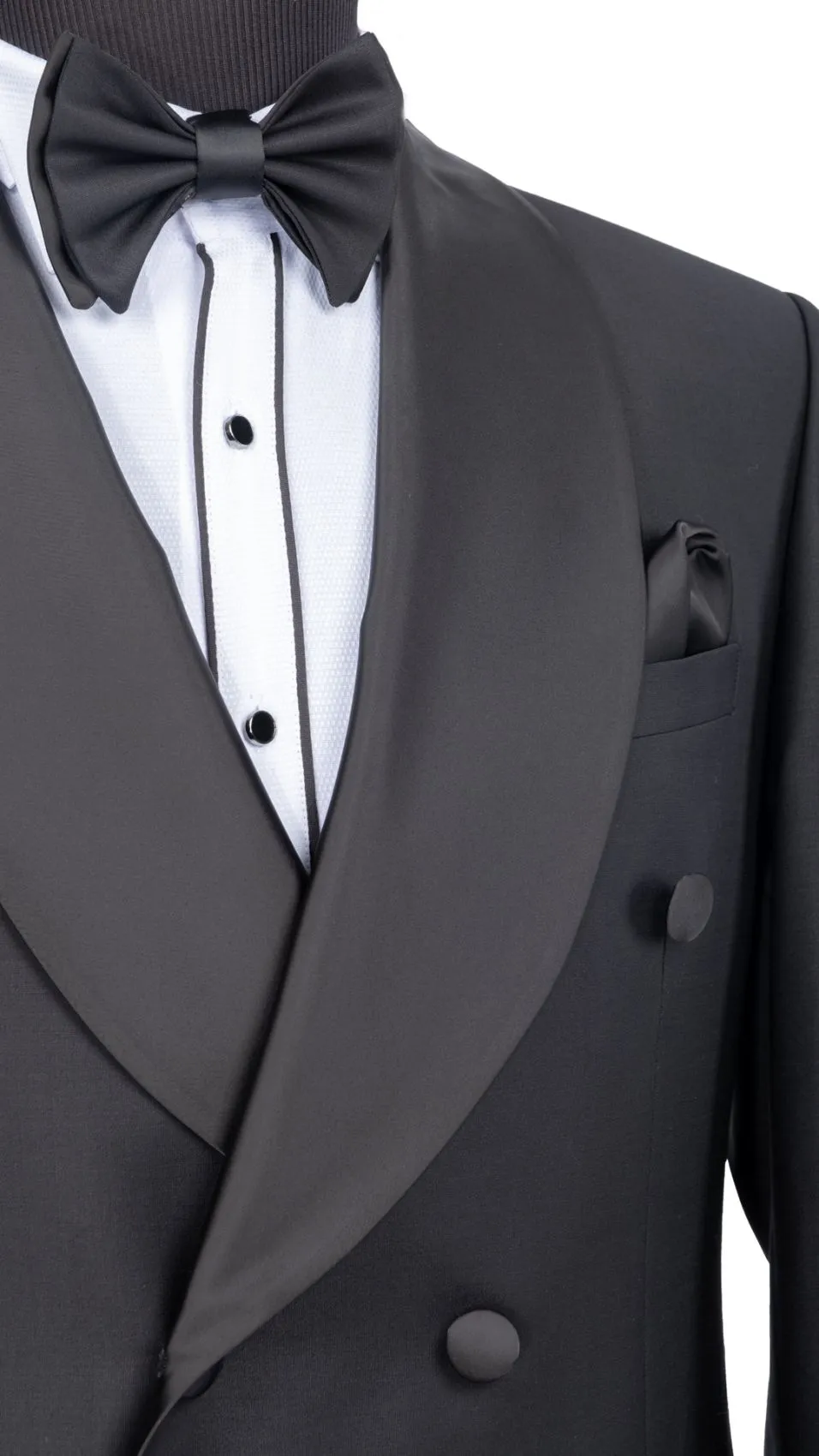 Black double-breasted baggi slim-fit formal tuxedo