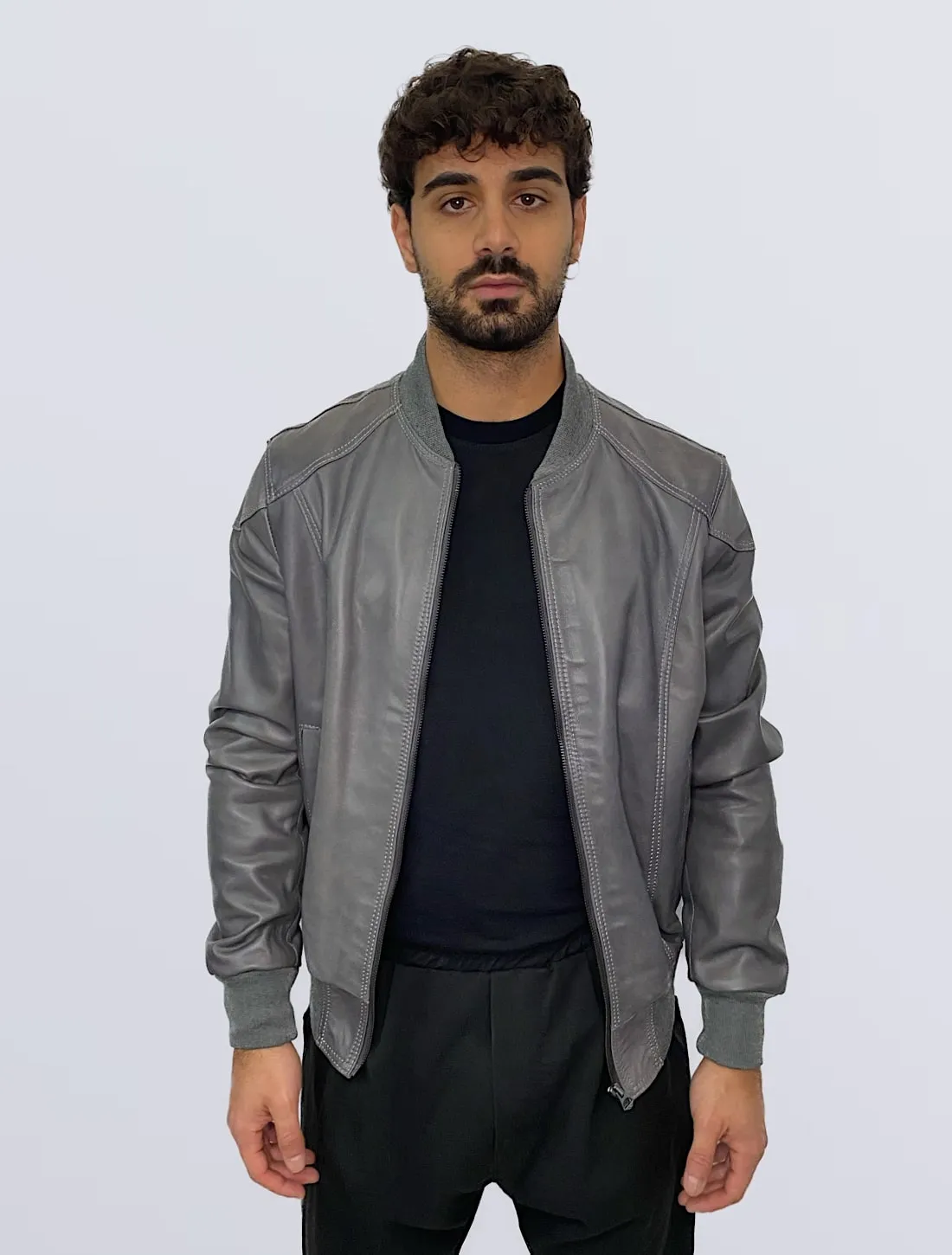 BOMBER IN PELLE UOMO GRIGIO MOD. 5320