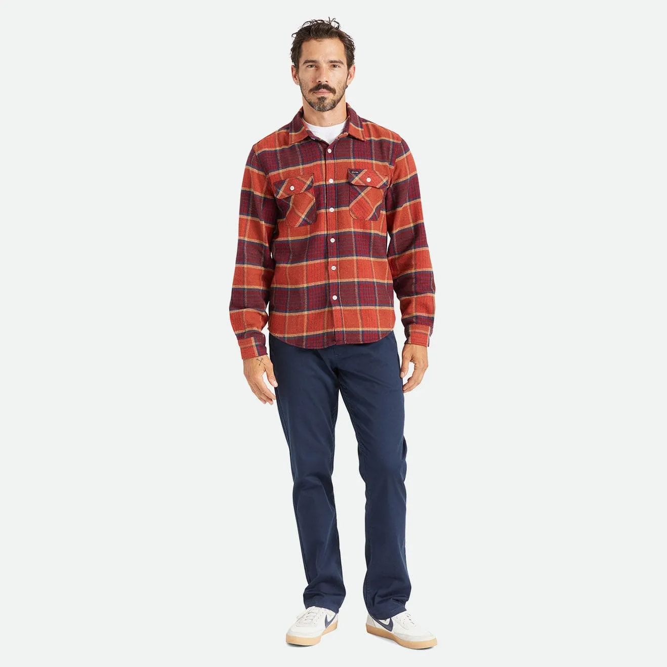 BOWERY L/S FLANNEL - MAHOGANY/BURNT HENNA/MARS RED