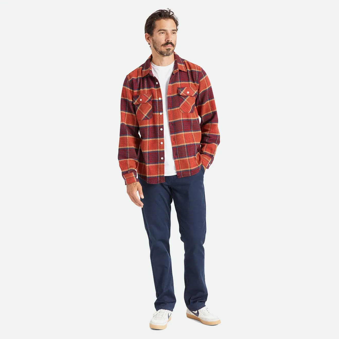 BOWERY L/S FLANNEL - MAHOGANY/BURNT HENNA/MARS RED