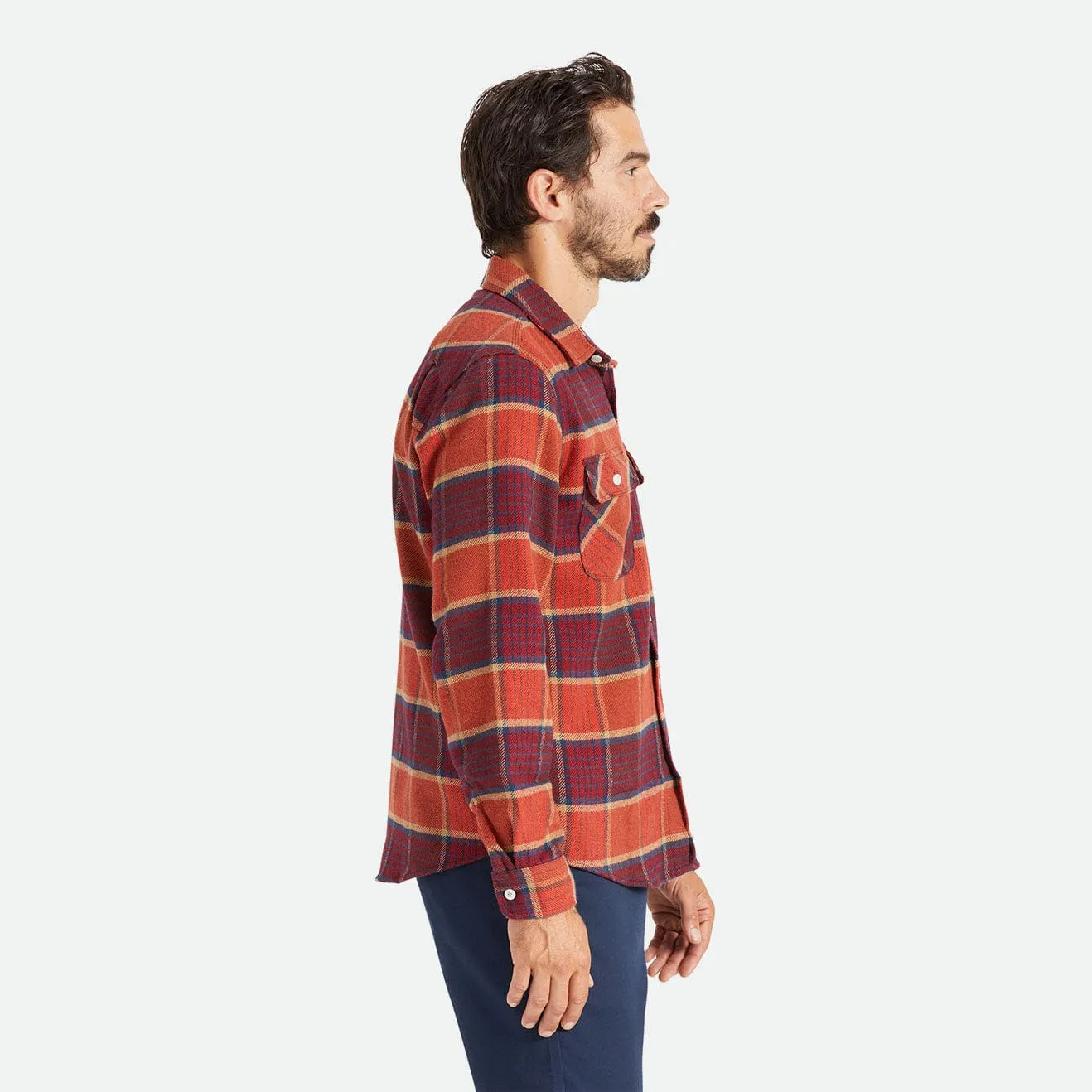 BOWERY L/S FLANNEL - MAHOGANY/BURNT HENNA/MARS RED