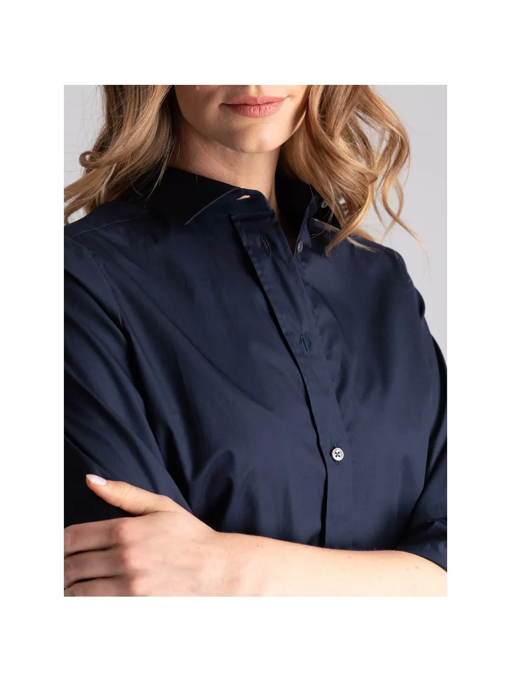 Camicia donna blu in popeline di cotone