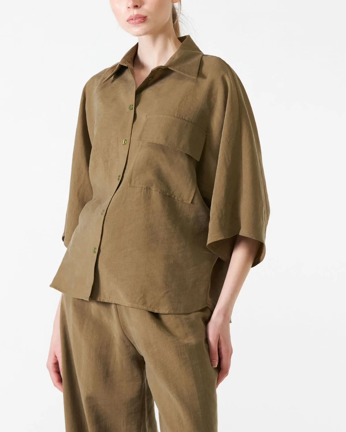 Camicia Kimono Haveone di colore verde militare