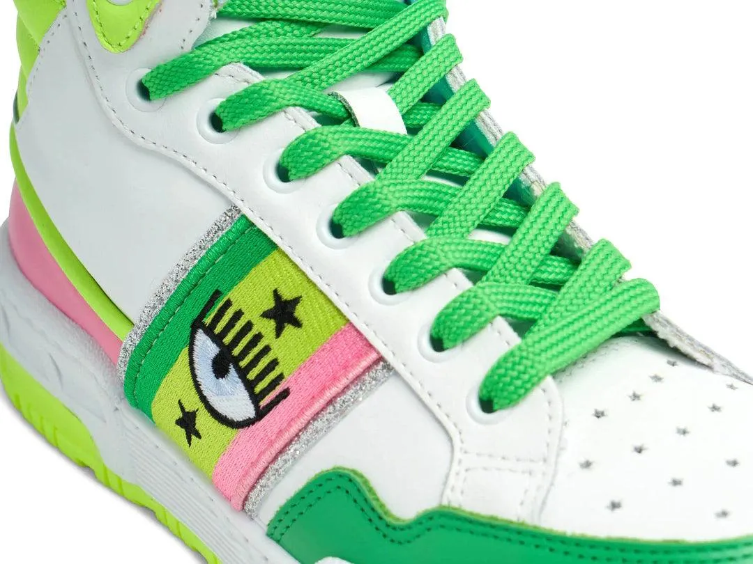 CHIARA FERRAGNI CF-1 Sneaker Hi Donna Logo Eyelike White Green Multicolor CF2907-010