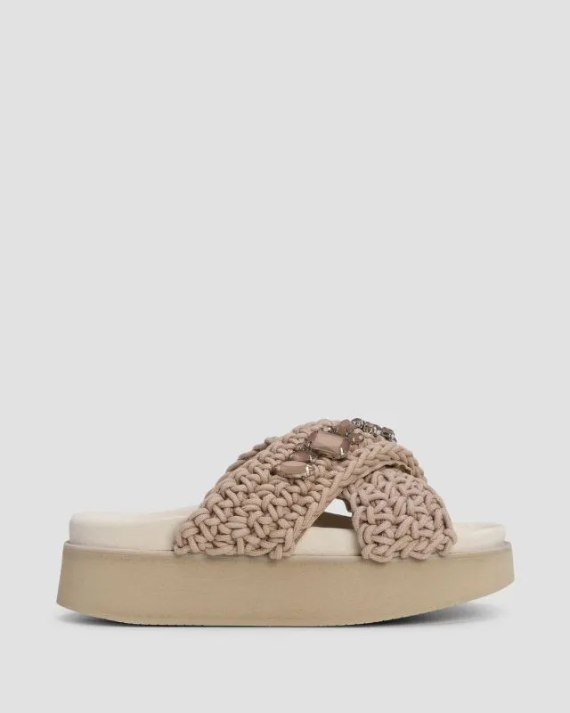 Ciabatte marroni con plateau da donna Inuikii Woven Stones Platform