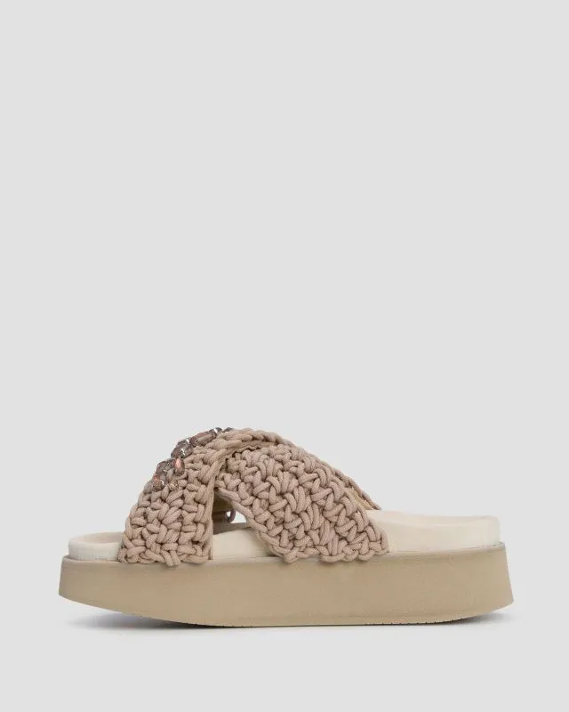 Ciabatte marroni con plateau da donna Inuikii Woven Stones Platform