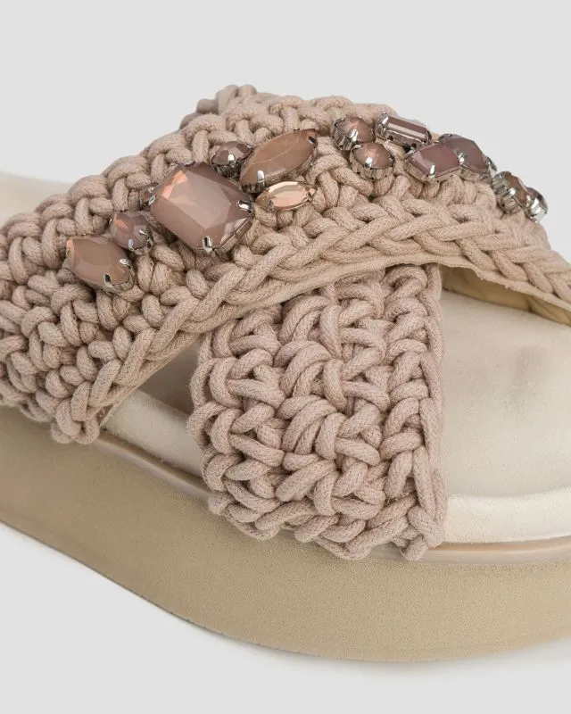 Ciabatte marroni con plateau da donna Inuikii Woven Stones Platform