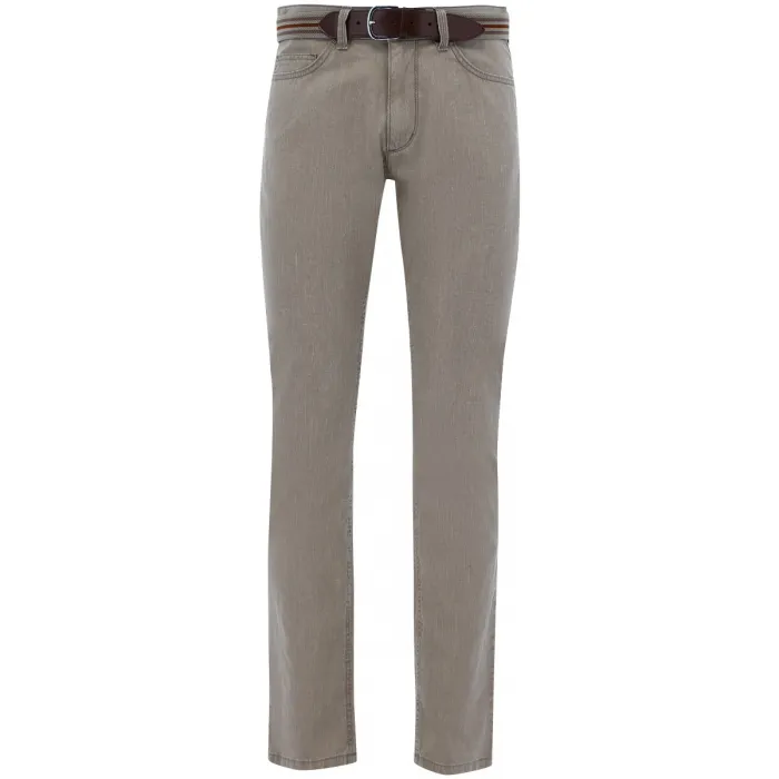 Exner - Pantaloni elasticizzati da uomo in tessuto strutturato con elastico, colore: Beige