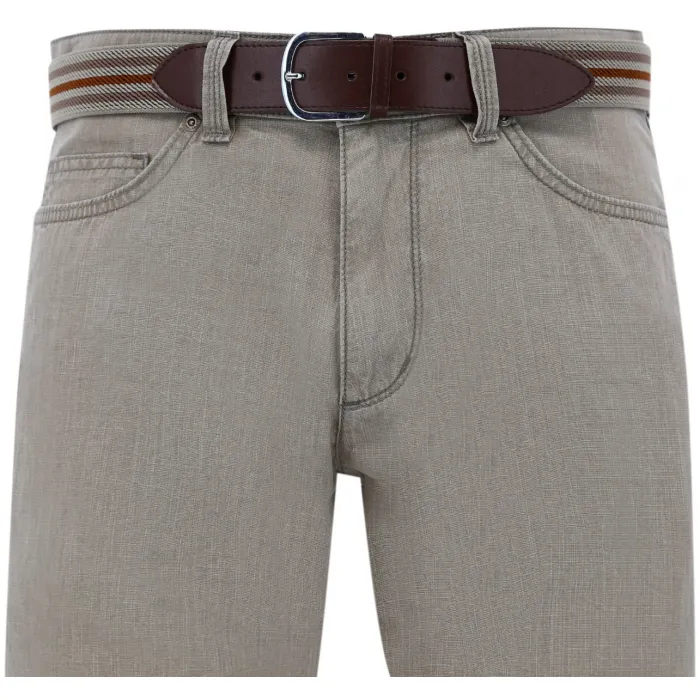 Exner - Pantaloni elasticizzati da uomo in tessuto strutturato con elastico, colore: Beige