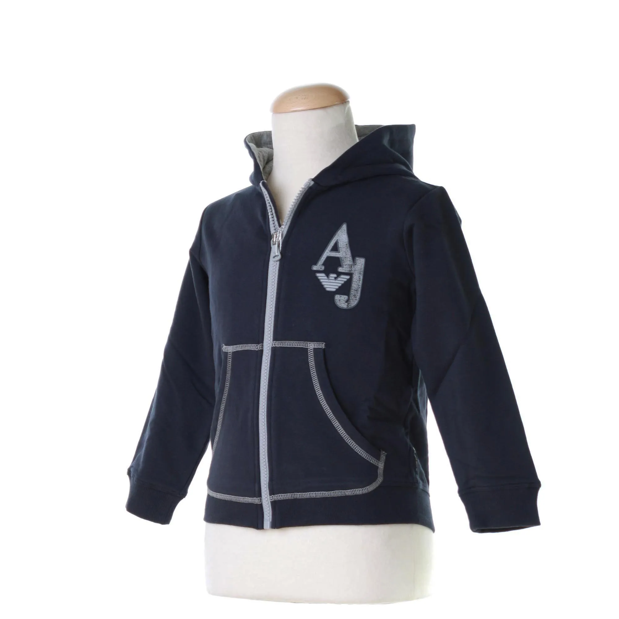 Felpa Blu Navy Full Zip Con Cappuccio