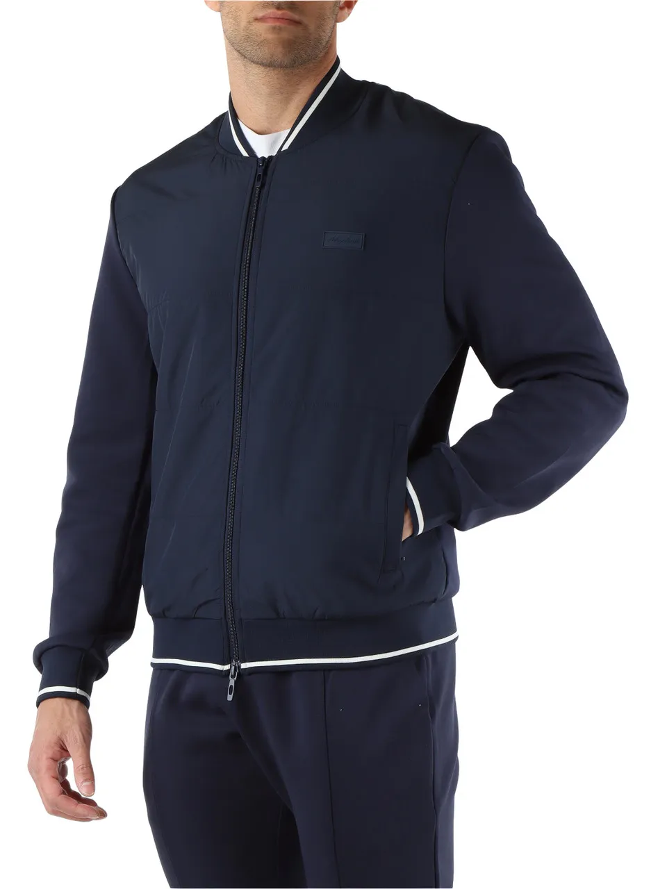 Felpa bomber regular fit con pannelli a contrasto