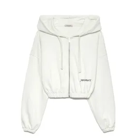 Felpa Cappuccio Full Zip Con stampa, Bianco