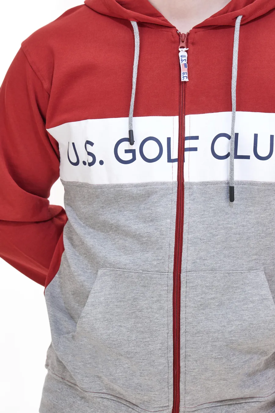 Felpa con Zip Us Golf Club 1251 Grigia e Rossa