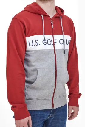 Felpa con Zip Us Golf Club 1251 Grigia e Rossa