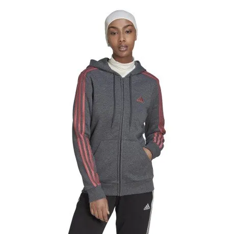 Felpa Donna con Cappuccio 3-Stripes Full-Zip