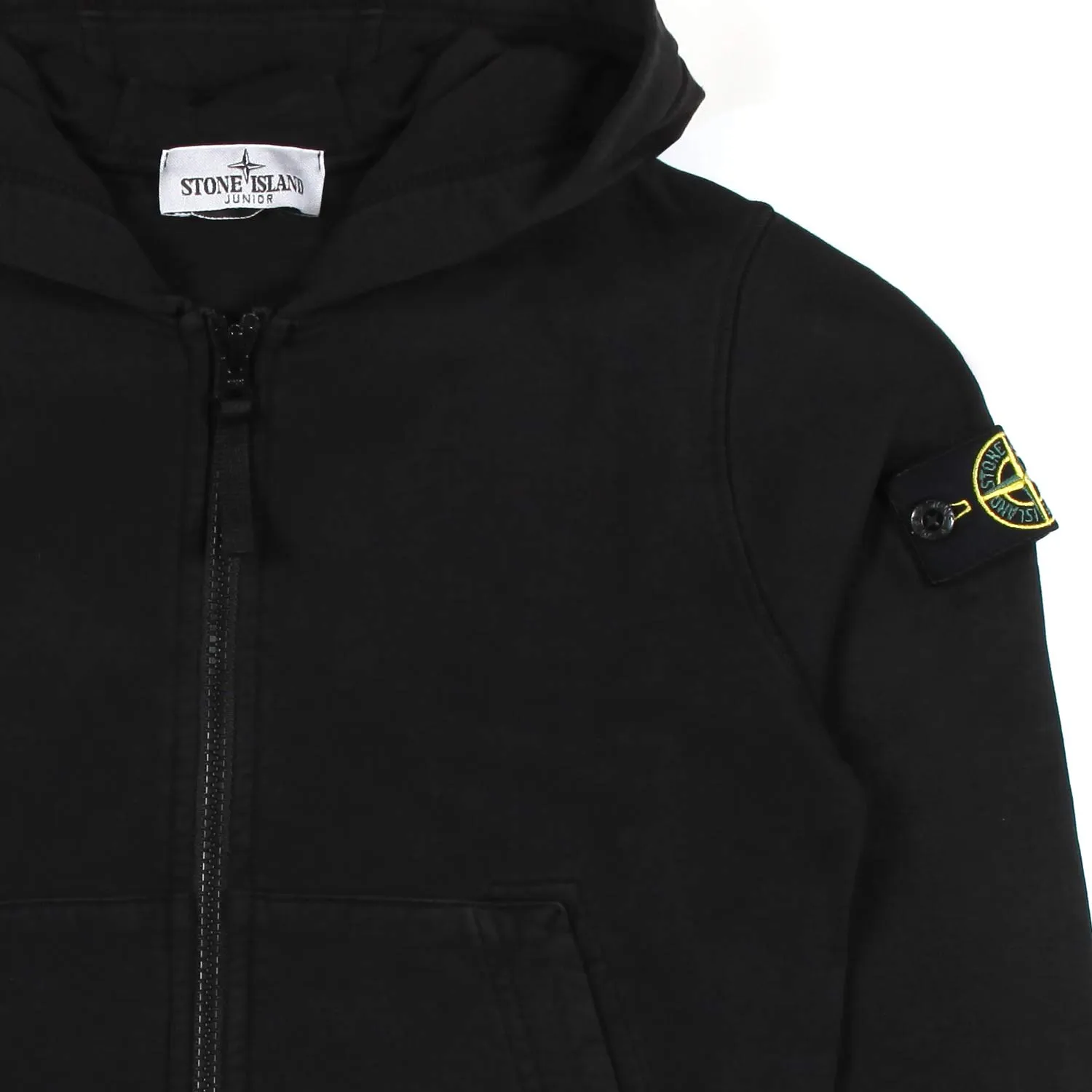 Felpa Hoodie Nera Con Zip E Patch Compass