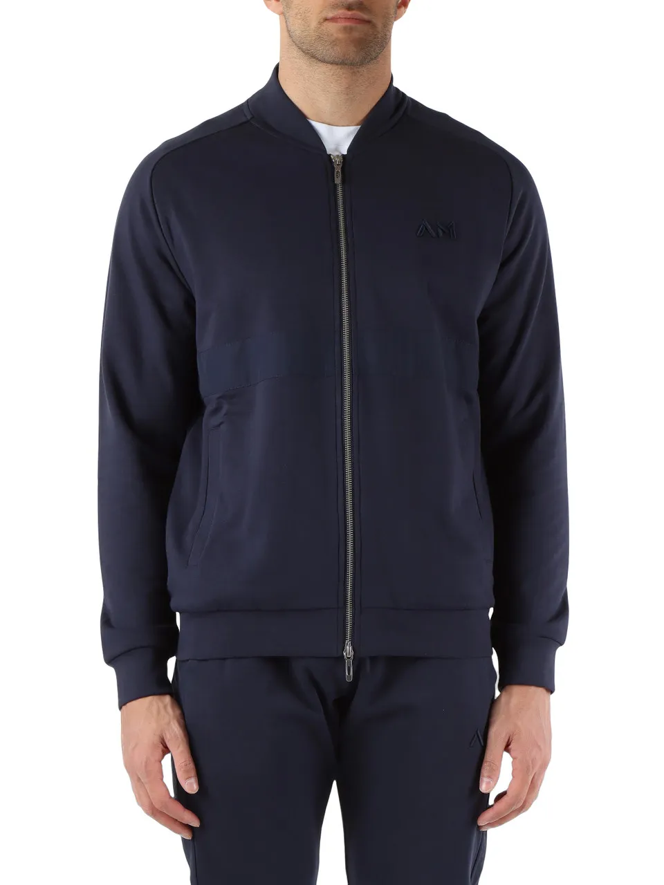 Felpa regular fit con zip in misto cotone