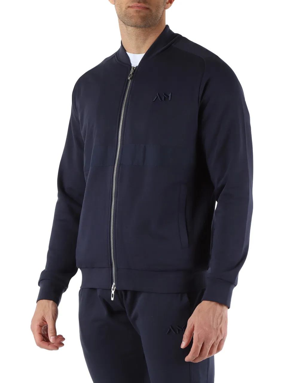 Felpa regular fit con zip in misto cotone