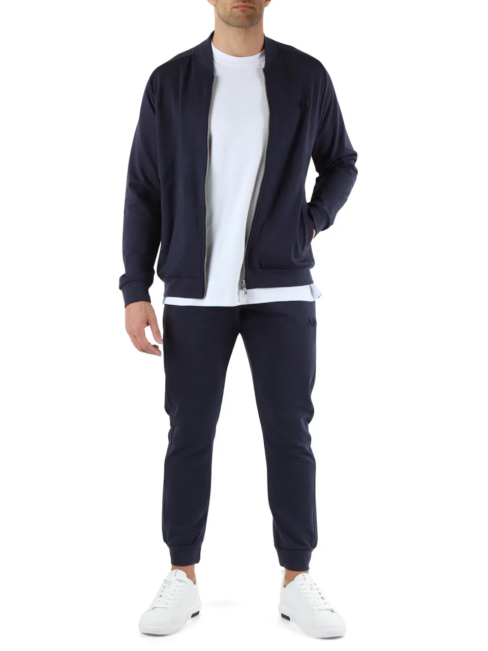 Felpa regular fit con zip in misto cotone