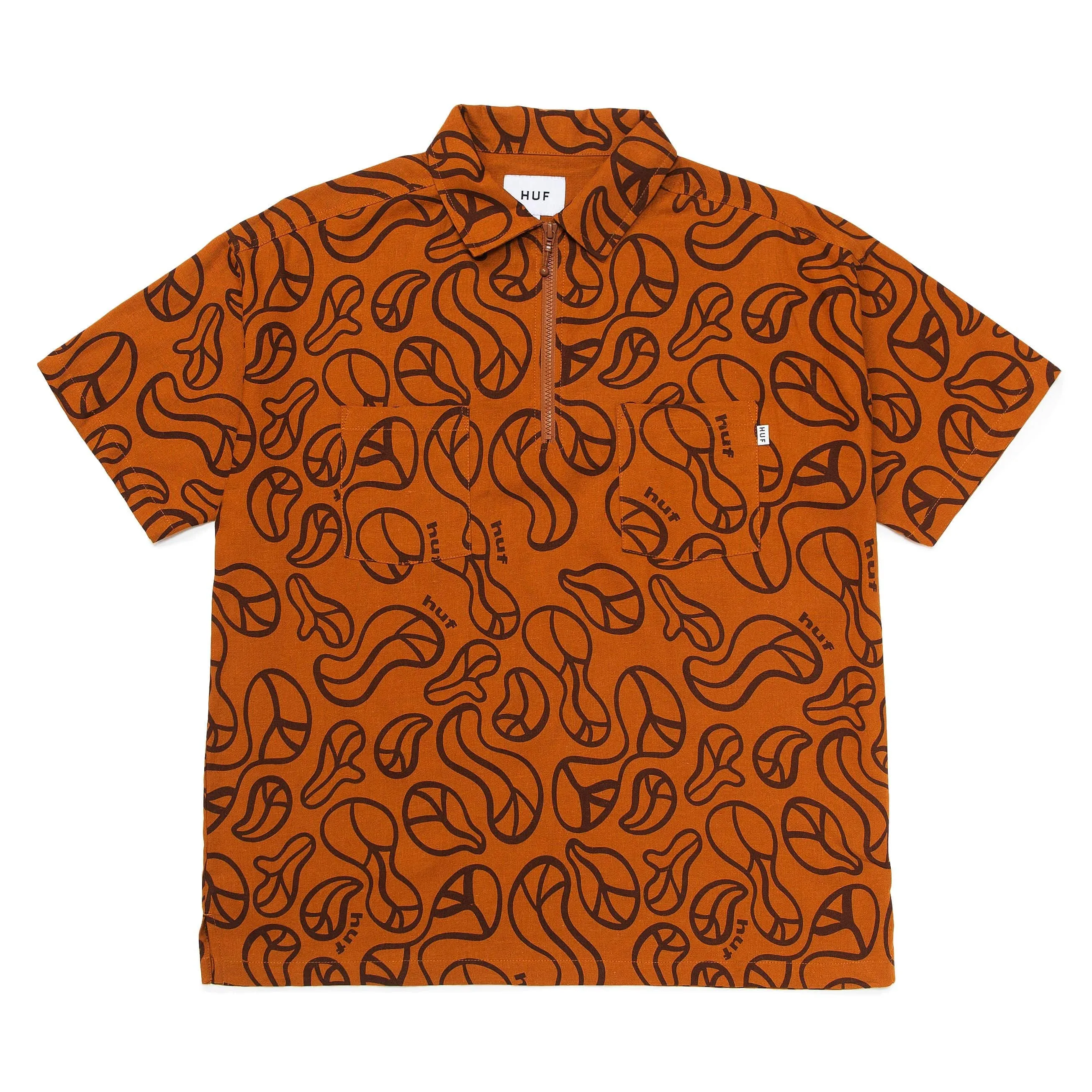 GROOVY ZIP WORK SHIRT - BURNT ORANGE