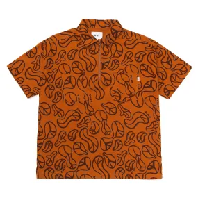 GROOVY ZIP WORK SHIRT - BURNT ORANGE