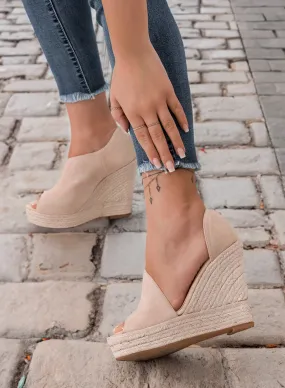 JOLIE - Espadrilles beige con zeppa in corda