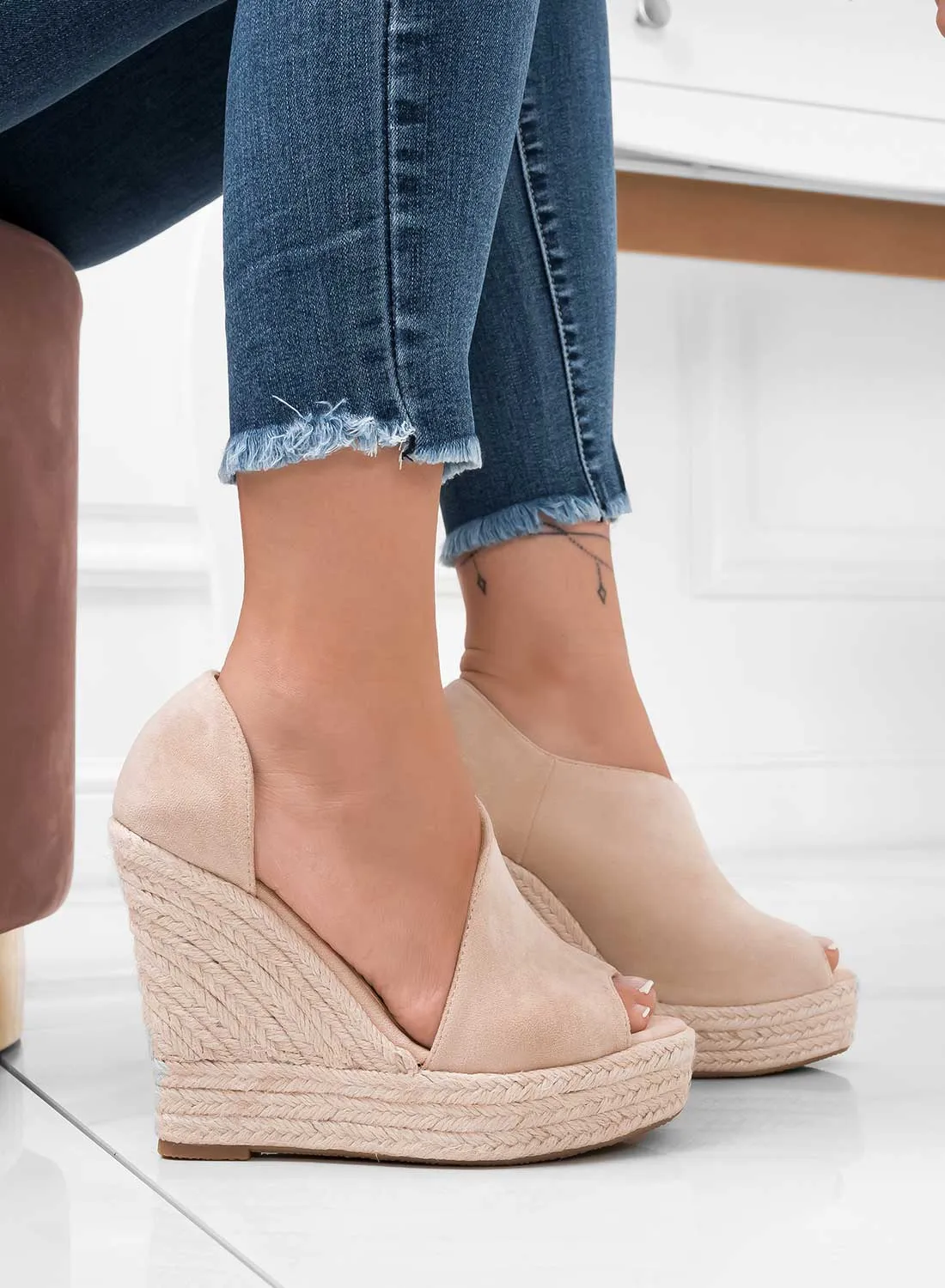 JOLIE - Espadrilles beige con zeppa in corda