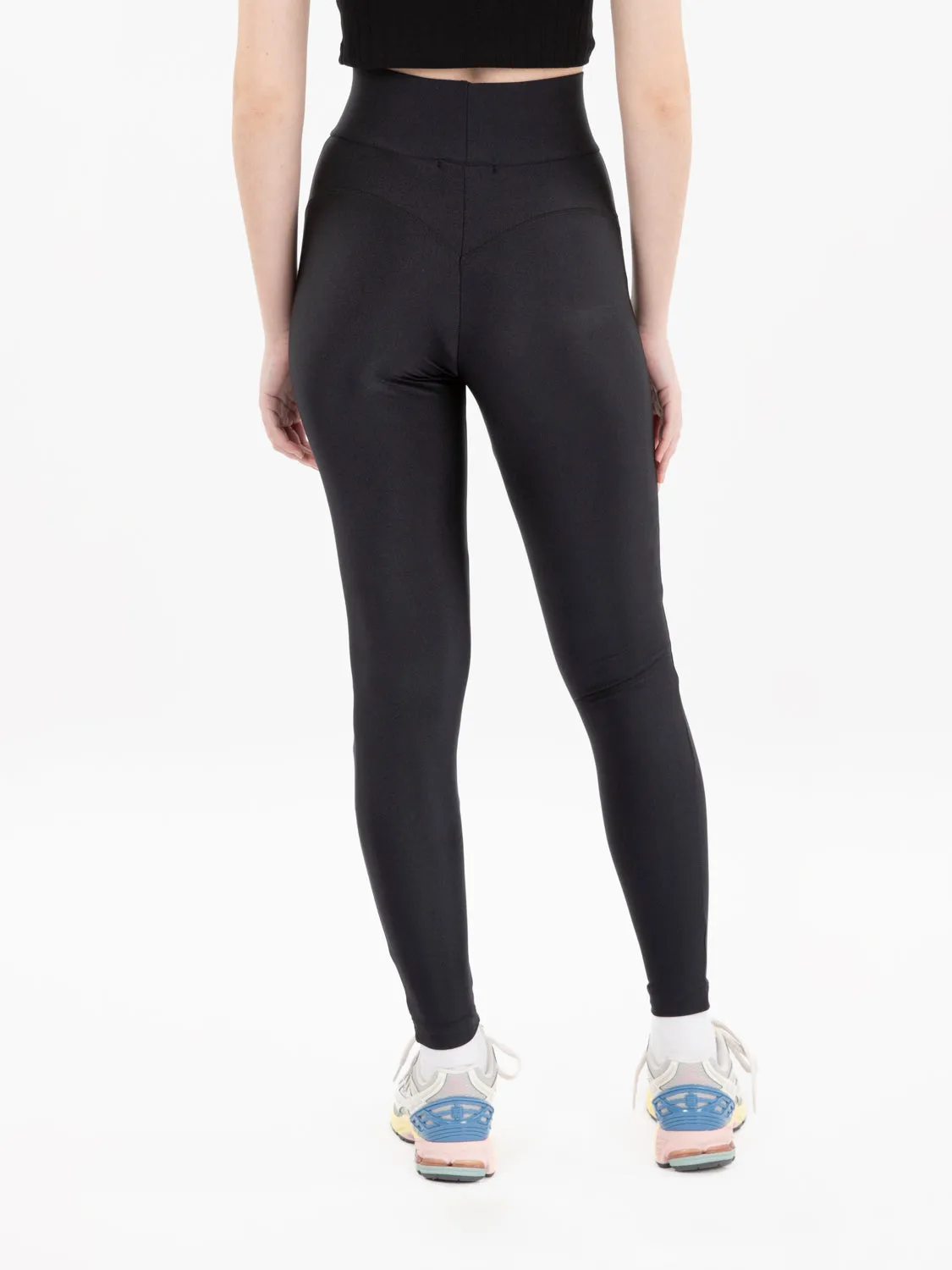 Leggings Lycra lucida vita alta nero