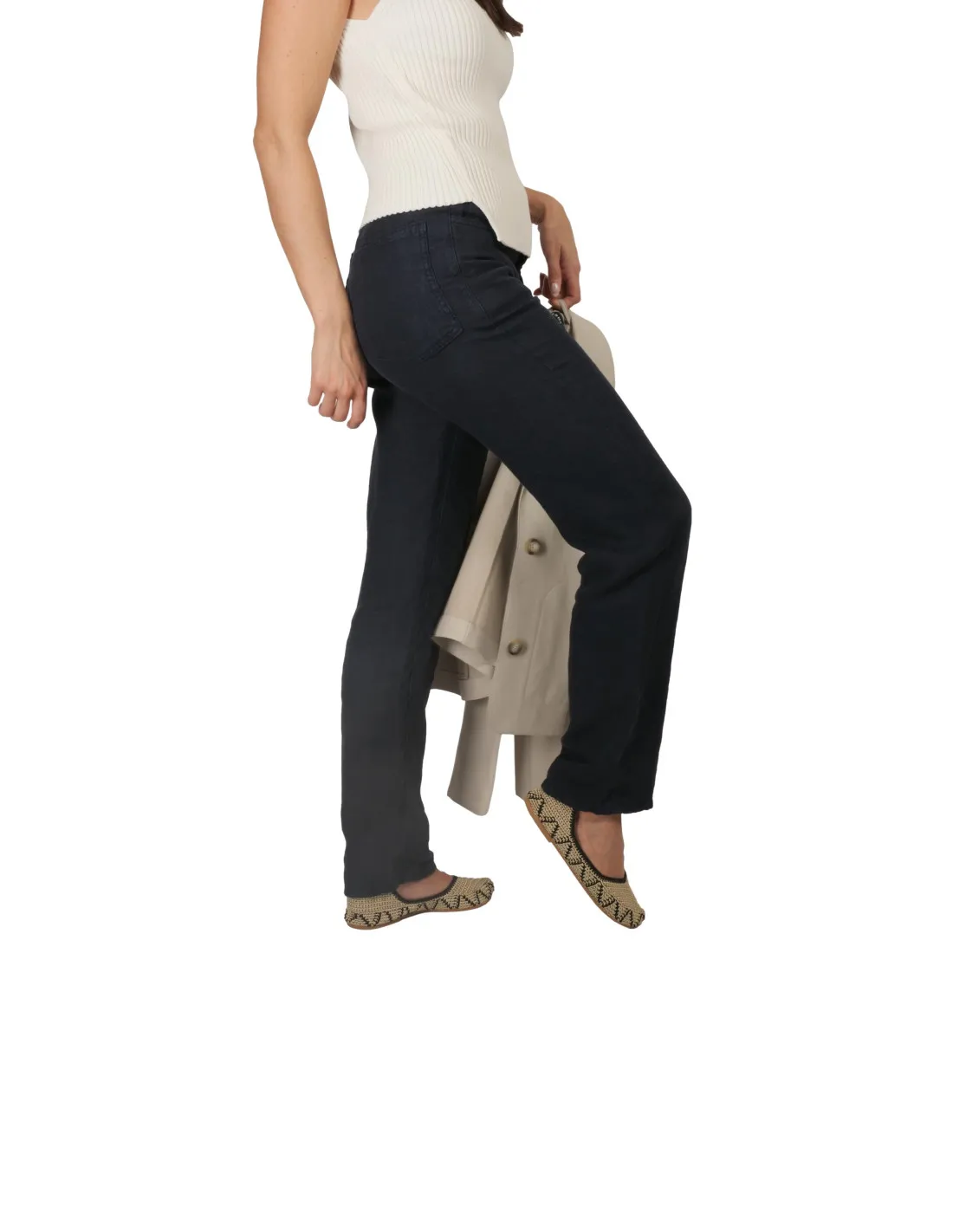 Pantalone Maison Hotel - Lino Blu notte