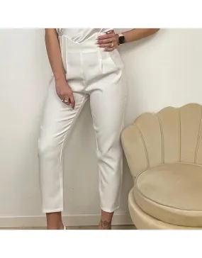 PANTALONE VITA ALTA ZARA MODEL BIANCO