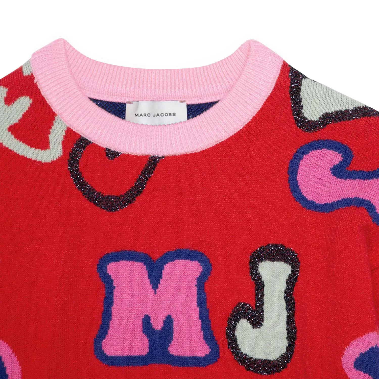 Pullover Rosso E Multicolor Bambina