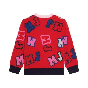 Pullover Rosso E Multicolor Bambina