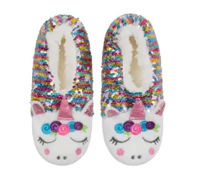 Sequin Unicorn Slipper Socks - 1 Pack