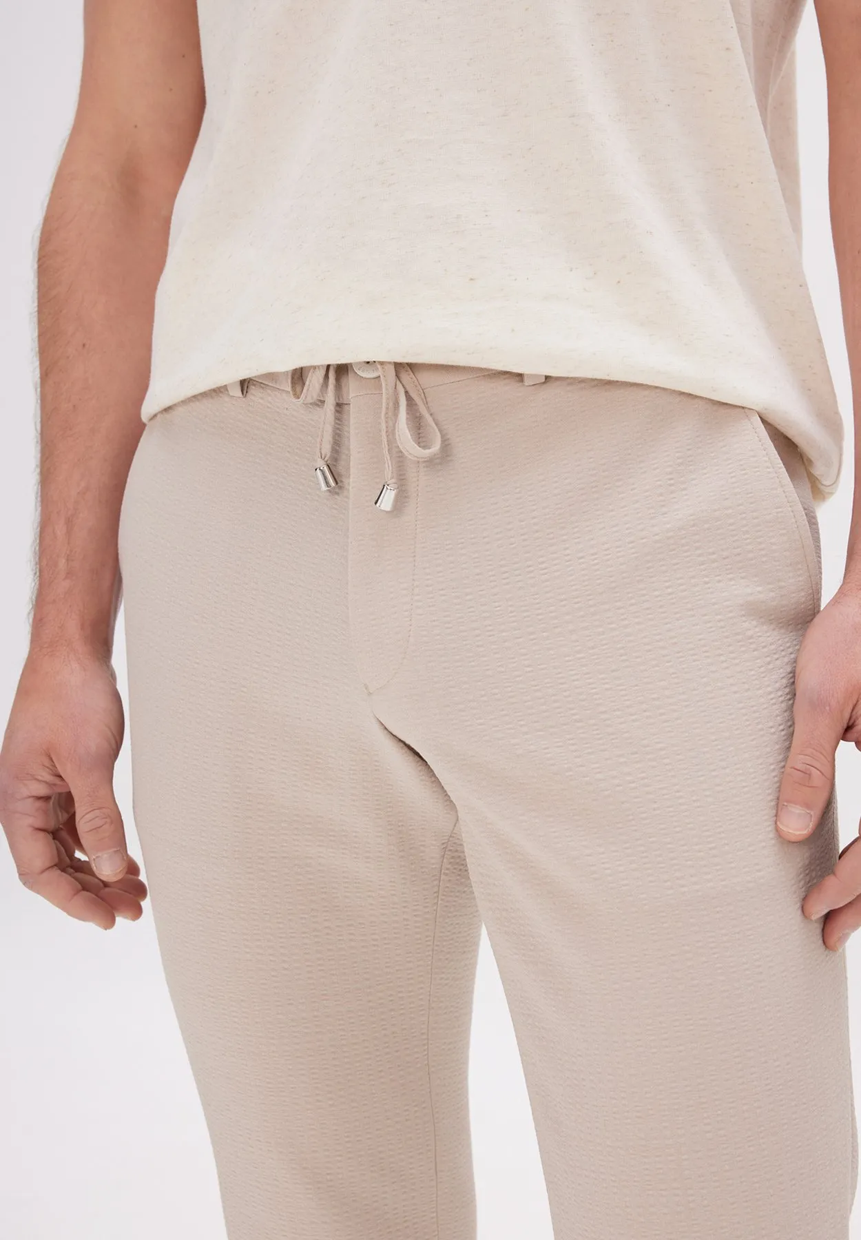 SLIM FIT SIDE POCKET WAIST TIE - Pantaloni