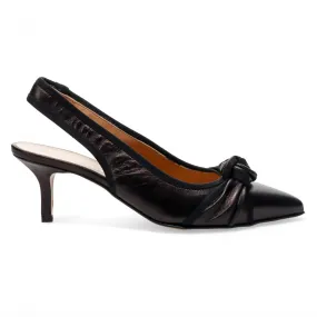 Slingback Sangiorgio nera in pelle con tacco medio