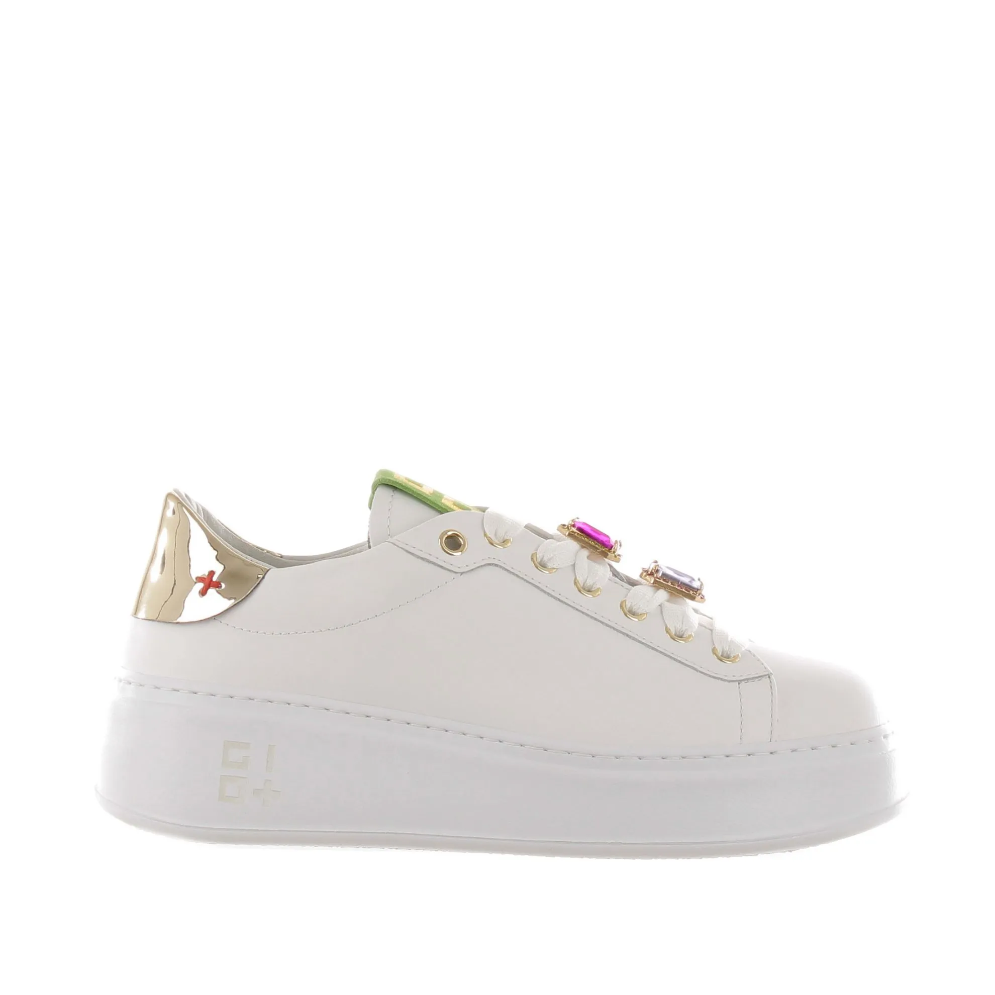 Sneaker in pelle con accessorio gioiello