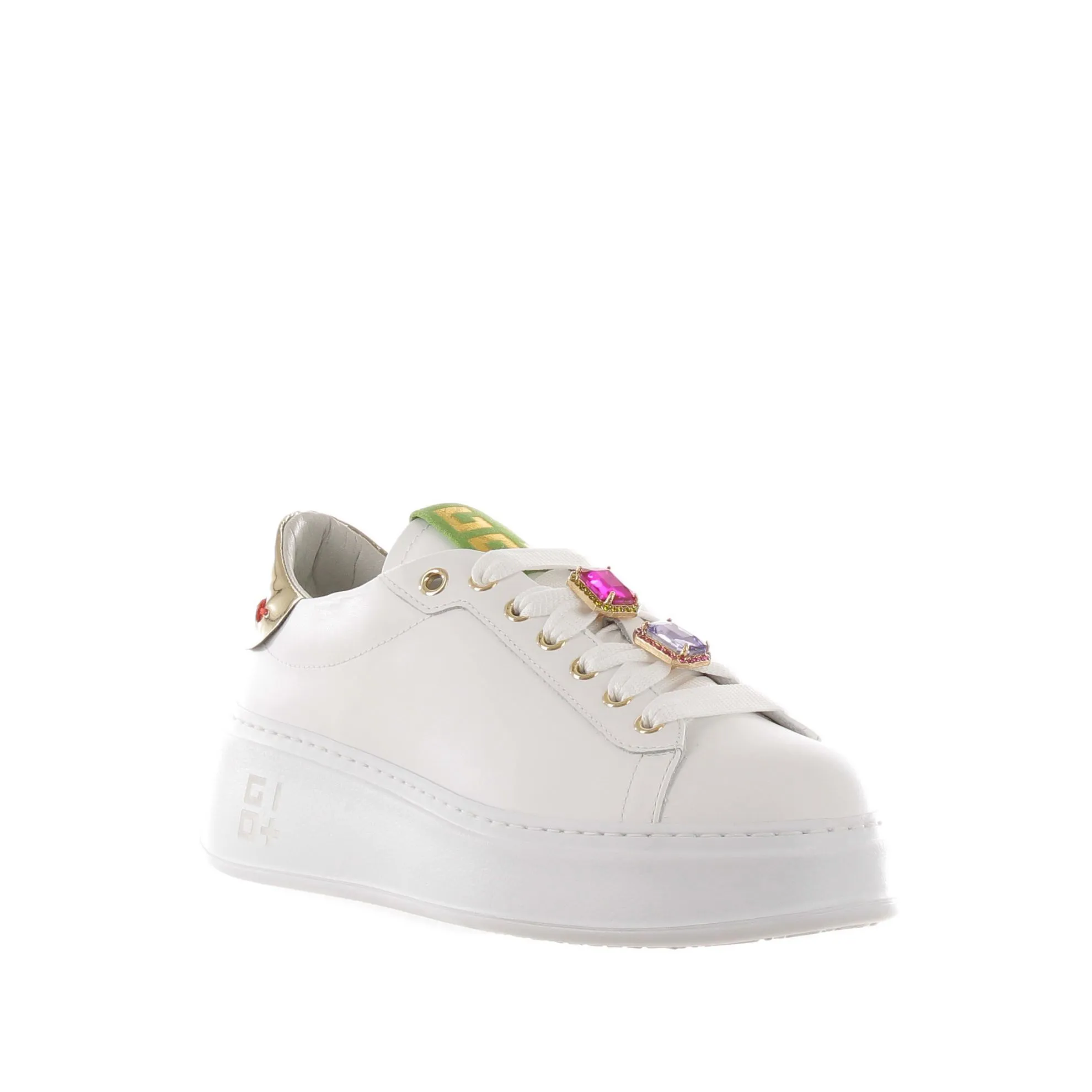 Sneaker in pelle con accessorio gioiello