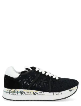 Sneaker Premiata Conny 6347 in pelle e uncinetto nera