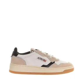 Sneakers Medalist Low In Canvas Bianco E Pelle Beige E Nera