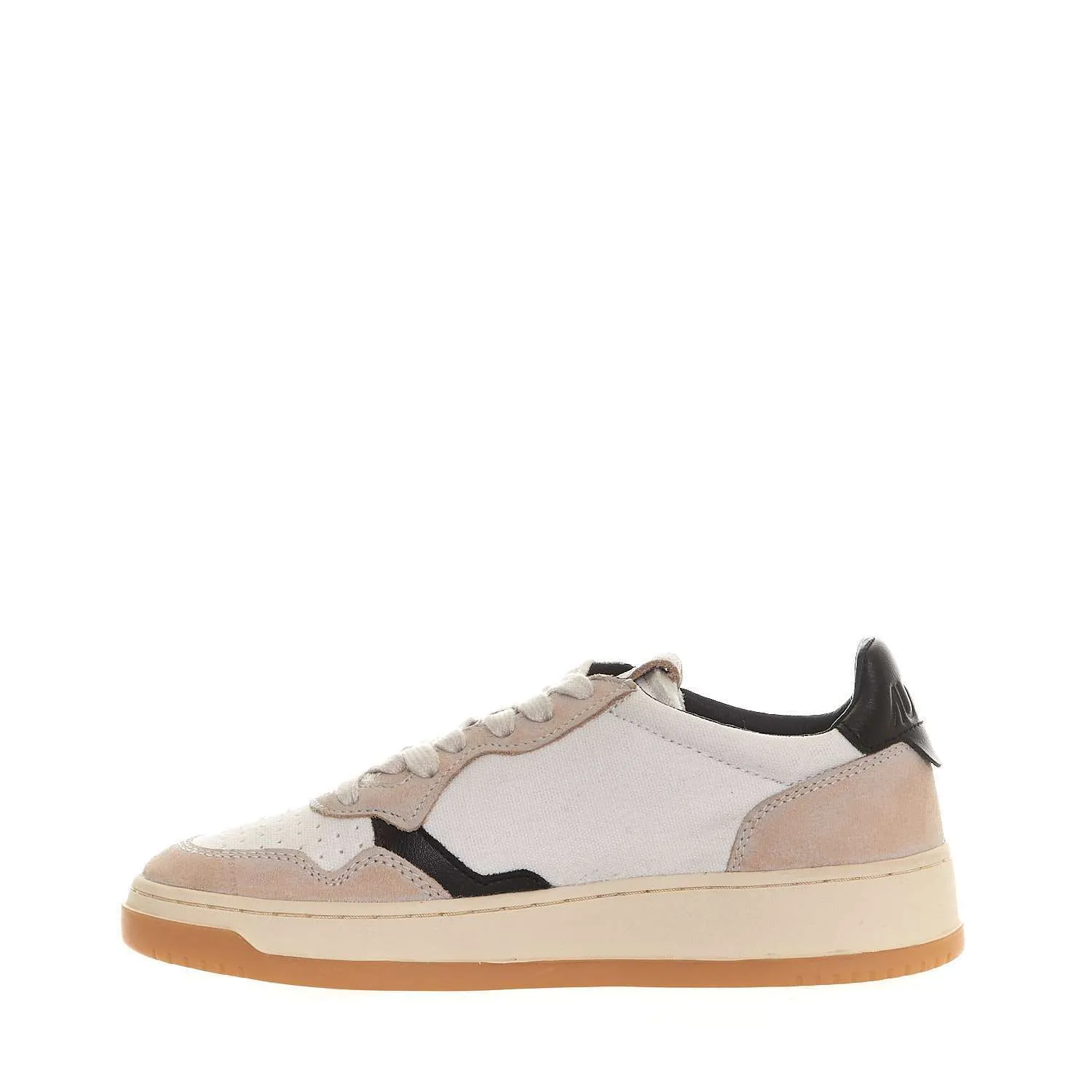 Sneakers Medalist Low In Canvas Bianco E Pelle Beige E Nera