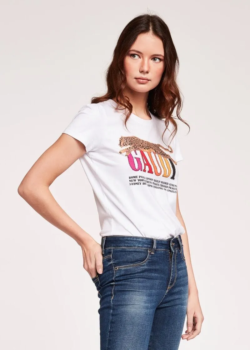 T-shirt con stampa multicolor